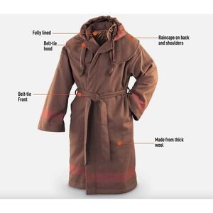 Mountain Man Hooded Wool Blend Capote Brown Size 3XL, Nice Liner